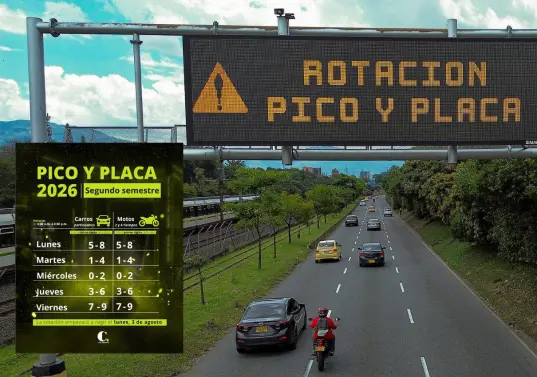 Así quedó la rotación del pico y placa en Medellín para el segundo semestre de este año. La rotación comenzará a regir a partir del 3 de agosto. FOTO: MANUEL SALDARRIAGA