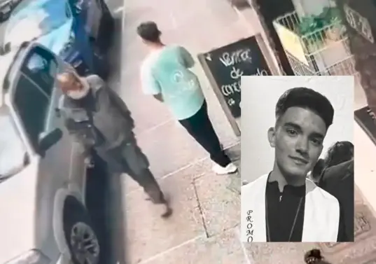 Este es el momento cuando Esteban y el habitante de calle se cruzan en las afueras de un almacén de mascotas, segundos antes del ataque por la negativa de darle limosna. <b><span class="mln_uppercase_mln"> </span></b>FOTO<b><span class="mln_uppercase_mln"> CAPTURA DE CÁMARA DE SEGURIDAD</span></b>