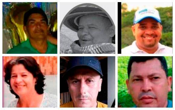 Ángel Miro Cartagena, Francisco Javier Posada, Mairon Chaverra, María Nancy Ramírez, Hermer Antonio Monsalve y Amado de Jesús Castro, son algunos de los líderes asesinados en Antioquia en 2021. FOTOS CORTESÍA 