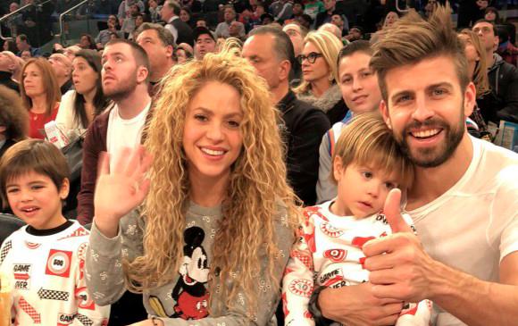 Shakira y Piqué con sus hijos Milán y Sasha en Nueva York. FOTO: CORTESÍA