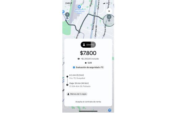 Nueva función de seguridad en la app de Uber para los arrendadores. FOTO Cortesía 