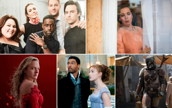 This is us, The Crown, The handmaid’s tale, Bridgerton y The Mandalorian consiguieron nominaciones. FOTOS Cortesía Star, Netflix, Paramount y Disney+.