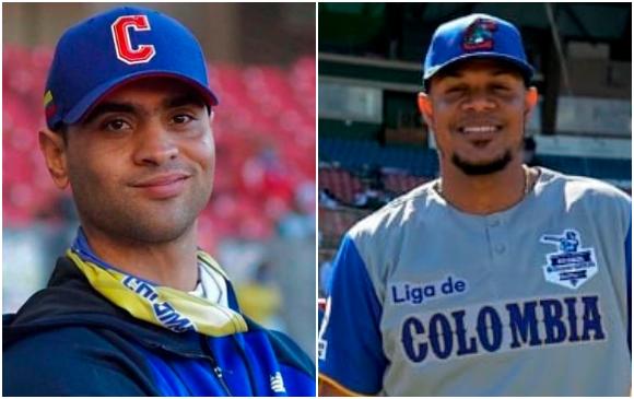 José Armando Mosquera, manager, y Reynaldo Rodríguez, primera base de Caimanes. OTO TOMADA DE TWITTER @caimanesLPB