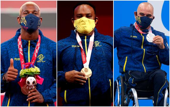 Jean Carlos Mina, Fabio Torres y Moisés Fuentes fueron los encargados de entregarle alegrías a Colombia en la quinta jornada de competencias de los Juegos Paralímpicos en Tokio. FOTO GETTY