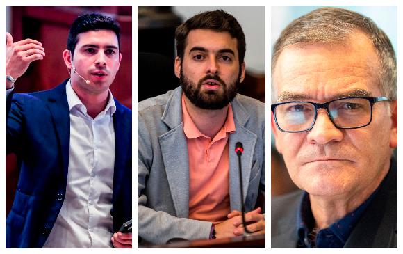 Esteban Restrepo (principal) fue el encargado de presentar el informe. Daniel Duque (arriba) criticó las cifras presentadas por la alcaldía. Julio González cuestionó a la administración. FOTO jaime pérez.