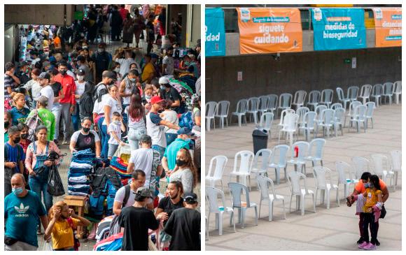 El relajamiento y aglomeraciones en vísperas de años contrastan con la baja afluencia en varios puntos de vacunación. FOTO: EDWIN BUSTAMANTE