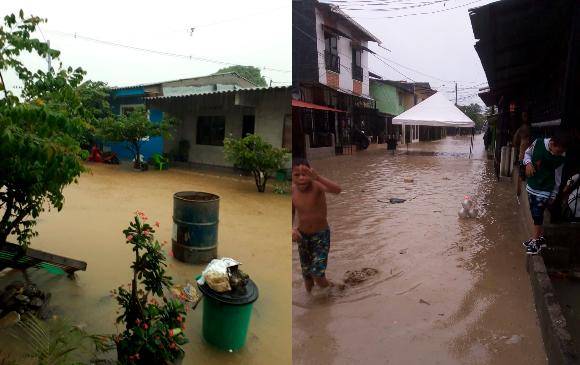 Dos barrios de la zona urbana de Apartadó amanecieron inundados. FOTOS CORTESÍA CORPOURABÁ
