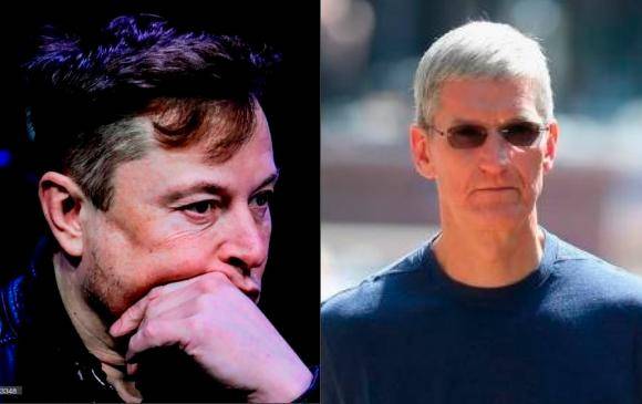 Elon Musk y Tim Cook. FOTOS Getty 