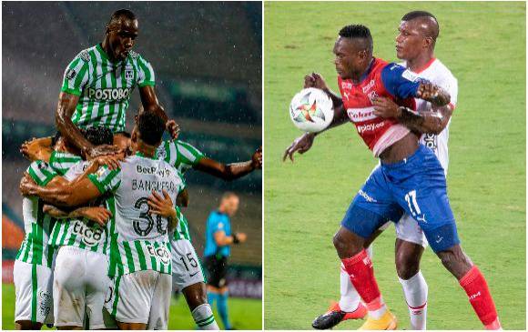 Nacional y Medellín viven presentes muy distintos. El Verde da muestras de querer acabar con la agonía de celebraciones, mientras que el Rojo tiende a extenderla. FOTOs Donaldo zuluaga. 