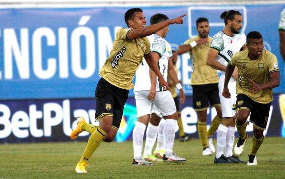  Johan Sebastián Rodríguez, de 21 años de edad, convirtió el primer gol de la Liga Colombiana 2022. FOTO CORTESÍA DIMAYOR