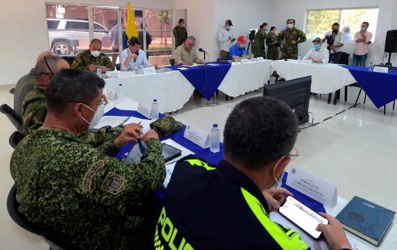 Consejo de Seguridad en Coveñas, Sucre, este sábado. FOTO MinDefensa