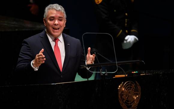 Iván Duque interviene en la 76ª Asamblea General de la ONU que tiene lugar en Nueva York del 21 al 27 de septiembre. Foto: EFE