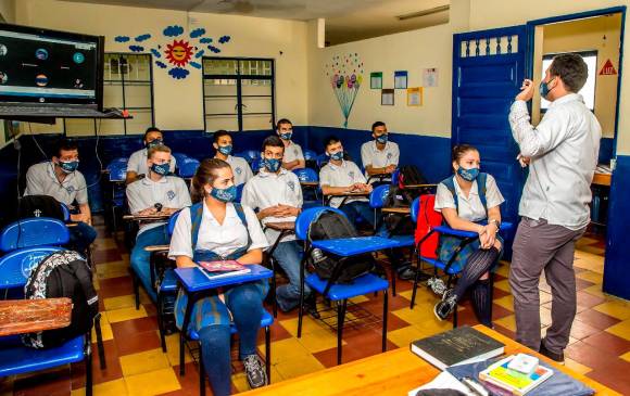 Así se ven algunas aulas de Antioquia tras el retorno de estudiantes y profesores. FOTO: JUAN ANTONIO SÁNCHEZ