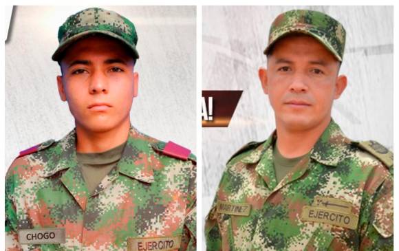 El soldado profesional Jeison Martínez y el soldado Huver Fabián Chogo Becerra. FOTO Ejército