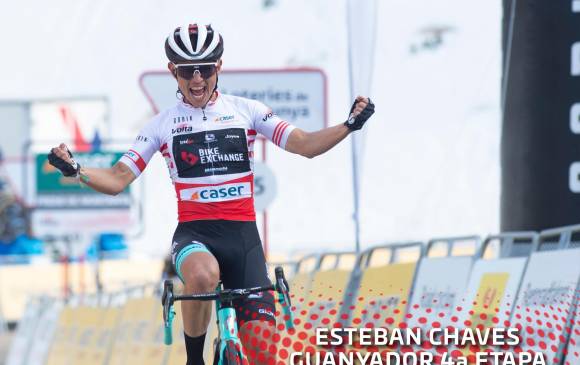 El ciclista colombiano Esteban Chaves ganó la cuarta etapa de la Vuelta a Cataluña. FOTO TOMADA VUELTA A CATALUÑA