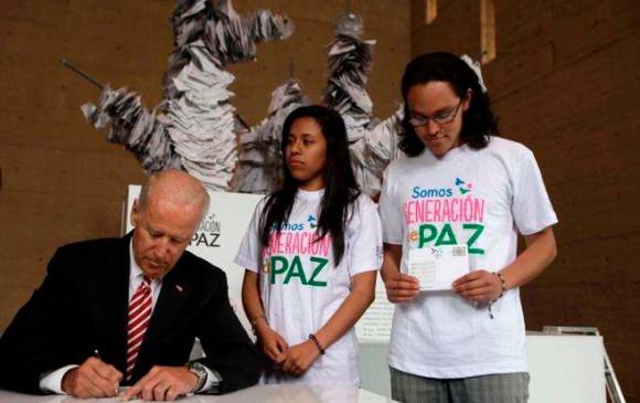 Biden dejó un mensaje a los jóvenes para luchar por la paz. FOTO: Cortesía Indepaz