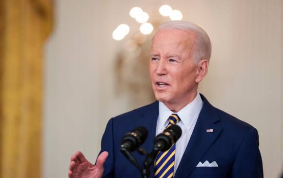 Joe Biden habló de la situación de Ucrania durante una rueda de prensa con motivo del primer aniversario de su llegada al poder. FOTO EFE