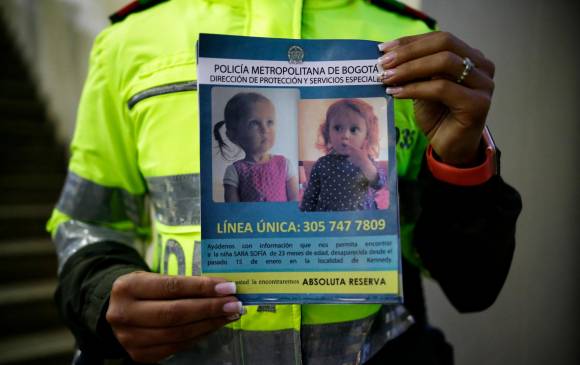 La pequeña Sara Sofia, de dos años de edad, está desaparecida desde enero. FOTO: COLPRENSA