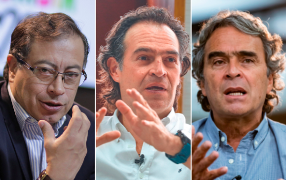 Gustavo Petro, Federico Gutiérrez y Sergio Fajardo, los ganadores de las consultas del Pacto Histórico, Equipo por Colombia y Centro Esperanza, respectivamente. FOTO COLPRENSA Y ARCHIVO.