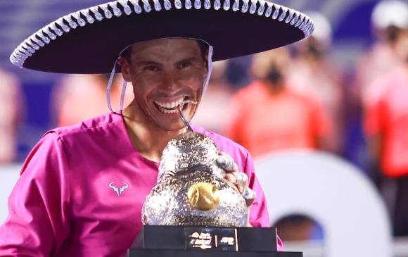 Rafael Nadal venció a Cameron Norrie de Gran Bretaña y se coronó campeón del Abierto de México celebrado en Acapulco. FOTO EFE