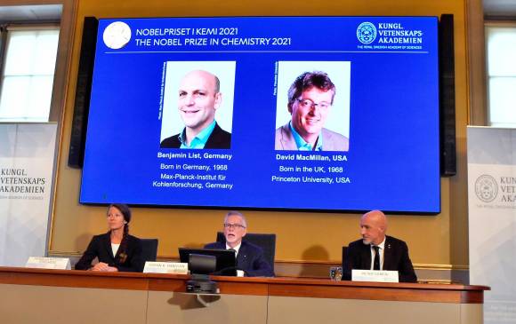 El Premio Nobel de Química fue atribuido este miércoles al alemán Benjamin List y al estadounidense David MacMillan. FOTO EFE