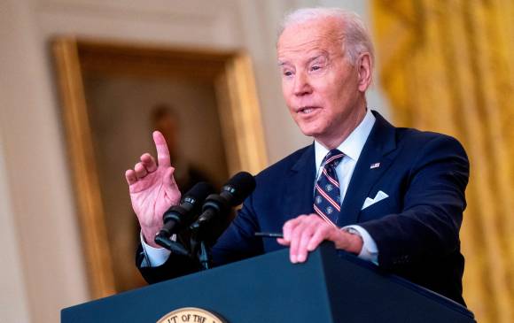 Joe Biden anunció sanciones contra Rusia por el anuncio de Vladimir Putin de reconocer la independencia de las ciudades ubicadas en la región de Donbás. FOTO: EFE