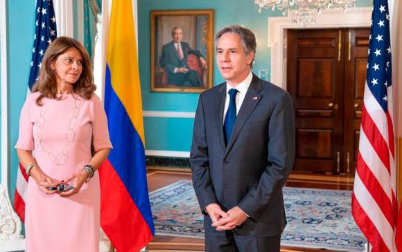 Con la reunión con el secretario Antony Blinken, Marta Lucía Ramírez reiteró el deseo del Gobierno colombiano de tener una buena relación con Estados Unidos. FOTO Colprensa