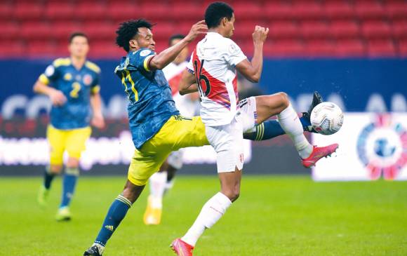 Cuadrado destacó al final del partido la campaña del equipo colombiano y pidió respaldo al proceso de Rueda. Dijo que la meta final es obtener la clasificación al Mundial de Catar 2022. FOTO getty 