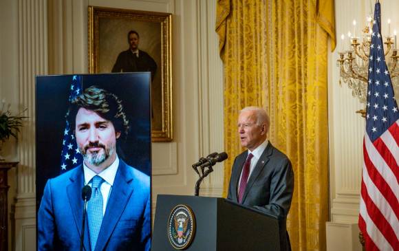 Joe Biden y Justin Trudeau abordaron además el panorama comercial y diplomático con China. FOTO efe