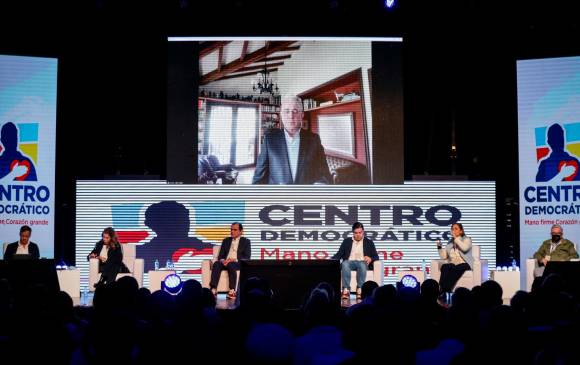 El expresidente, y líder del Centro Democrático, Álvaro Uribe, participó de la convención de manera virtual. FOTO: COLPRENSA