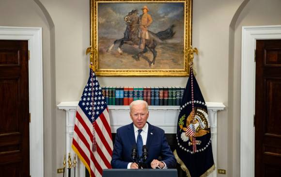 El presidente Joe Biden aseguró que unos 15.000 estadounidenses deben ser retirados de Afganistán. FOTO: GETTY IMAGES VÍA AFP