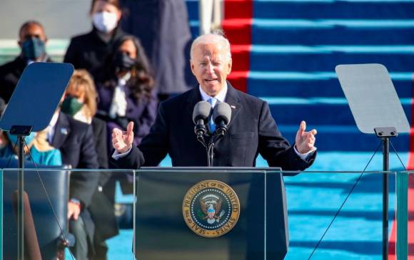 Joe Biden durante su primer discurso como presidente de Estados Unidos. FOTO: GETTY