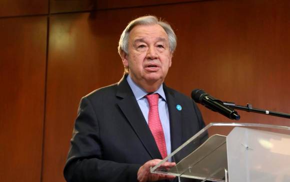 António Guterres, secretario general de la ONU, destacó avances y desafíos que tiene Colombia en su implementación del Acuerdo de Paz con la exguerrilla de las Farc. FOTO Cortesía JEP