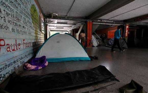 Comité Rectoral de la UdeA está inquieto por campamento no autorizado en el campus. FOTO Edwin Bustamante
