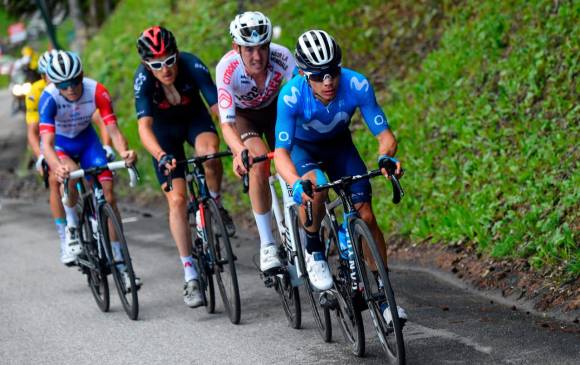 El boyacense Miguel Ángel López encabeza el grupo. El esfuerzo de ayer no alcanzó para lograr el triunfo, pero queda la etapa de este domingo que es ideal para él. FOTO cortesía Dario Belingheri