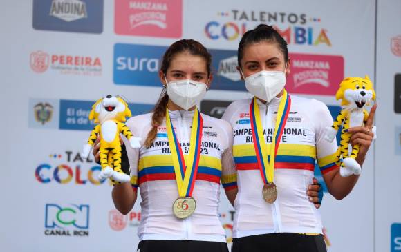 Lina Hernández y Lorena Colmenares confirmaron su gran momento. Esta última venía de reinar en Vuelta a Guatemala. FOTO CORTESÍA ÉDER GARCÉS-FEDECICLISMO
