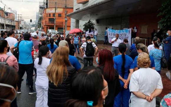 Dentro de la manifestación se hicieron varias denuncias contra la actual gerencia del HGM. FOTO: Edwin Bustamante