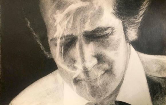 Con esta obra llamada “Mi papá entre humo” Manuel Mejía Vallejo por María José Mejía E. comenzará la subasta que recaudará fondos para la celebración de este centenario. FOTO cortesía