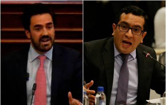 Los representantes Gabriel Santos y Edward Rodríguez, ambos del Centro Democrático, protagonizaron el duro choque en la Cámara. 