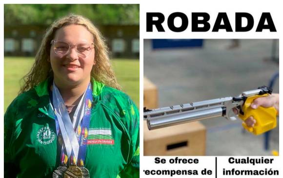 Juana Rueda Vargas deportista de tiro deportivo y campeona con selección Antioquia, fue víctima de hurto y está ofreciendo una recompensa para recuperar sus implementos. FOTO CORTESÍA