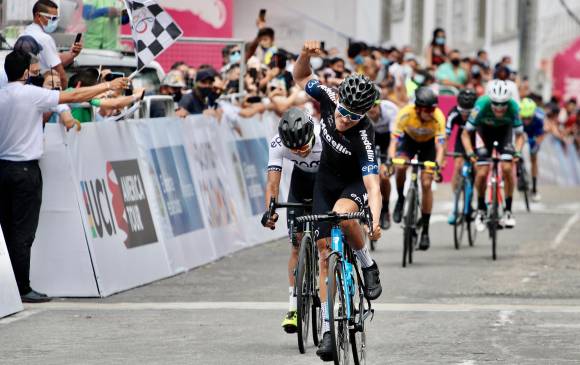 Es el segundo triunfo de Sánchez en una Vuelta a Colombia. El anterior fue en la edición de 2019, en la contrarreloj de 22 km entre Puente Boyacá y Tunja. FOTO CORTESÍA TEAM MEDELLÍN