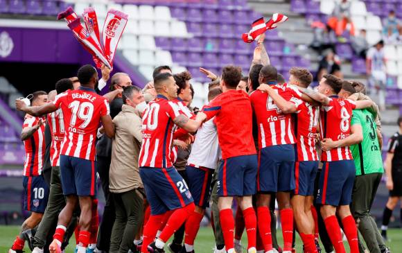El Atlético de Madrid celebra su corona en la Liga de España. FOTO EFE