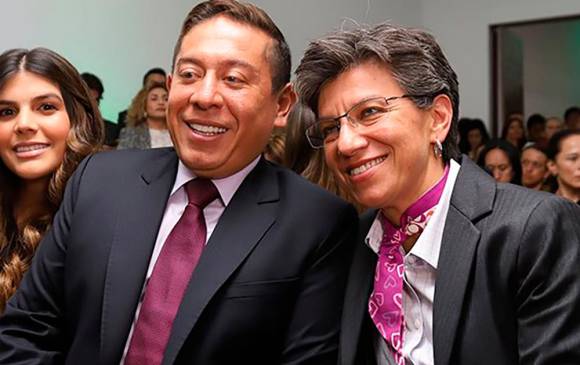 Carlos Amaya, exgobernador de Boyacá y precandidato de la Centro Esperanza, y Claudia López, alcaldesa de Bogotá FOTO REDES SOCIALES