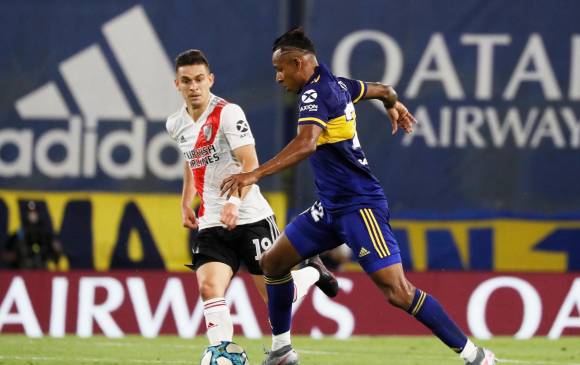 Rafael Santos Borré y Sebastián Villa, figuras de River y Boca. Aportan goles y dinámica en el ataque. FOTO twitter b. juniors