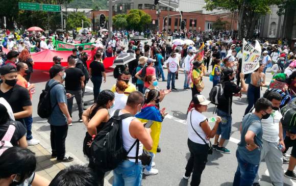 Marcha llega a la Terminal de Transporte del Norte. La manifestación transcurre de manera pacífica y sin afectaciones al orden público. Foto: Manuel Saldarriaga