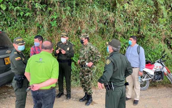 Ejército y Policía iniciaron labores para dar con los asesinos del caficultor Tulo Mesa de Jardín, Antioquia. FOTO POLICÍA NACIONAL
