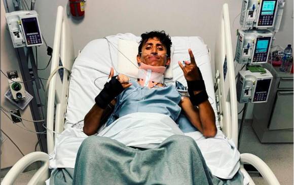 Esta es la foto que publicó el corredor colombiano, en la que habla de su recuperación y de las lesiones que sufrió durante su caída. FOTO TOMADA INSTAGRAM 