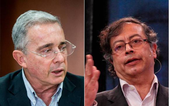 El expresidente Álvaro Uribe y el precandidato Gustavo Petro. FOTOS ARCHIVO EC Y COLPRENSA