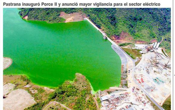 9 de abril de 2001: El presidente Andrés Pastrana asistió a la inauguración de la central Porce II y anunció mayor vigilancia para el sector eléctrico tras una serie de atentados