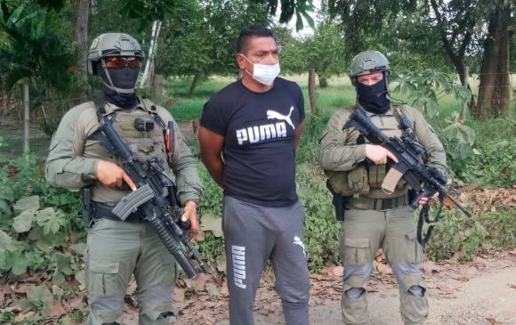 Alias ‘Voluntario’ al momento de su captura en Montería, Córdoba. FOTO FISCALÍA